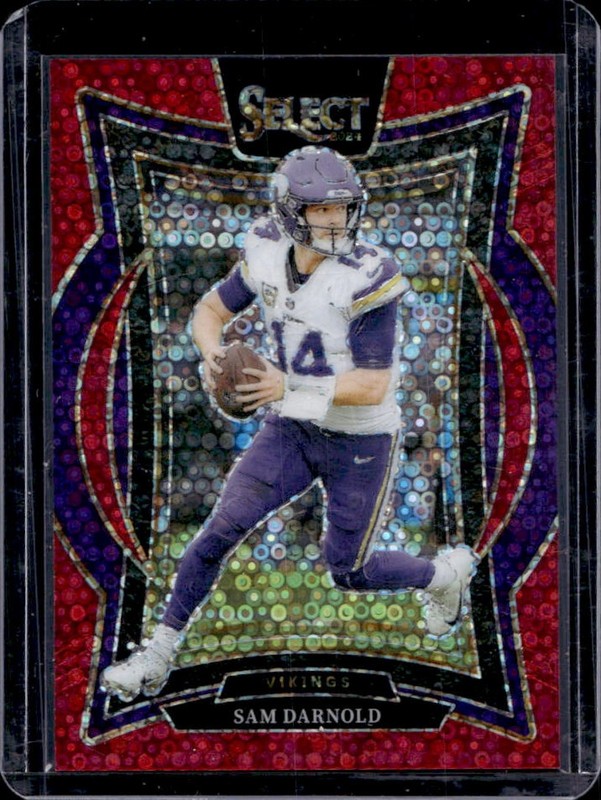 2024 Panini Select Sam Darnold Concourse Red Disco Prizm #/49 Vikings