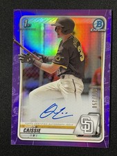 2020 Bowman Chrome Owen Caissie Auto Purple Refractor /250 1st Chrome - Marlins