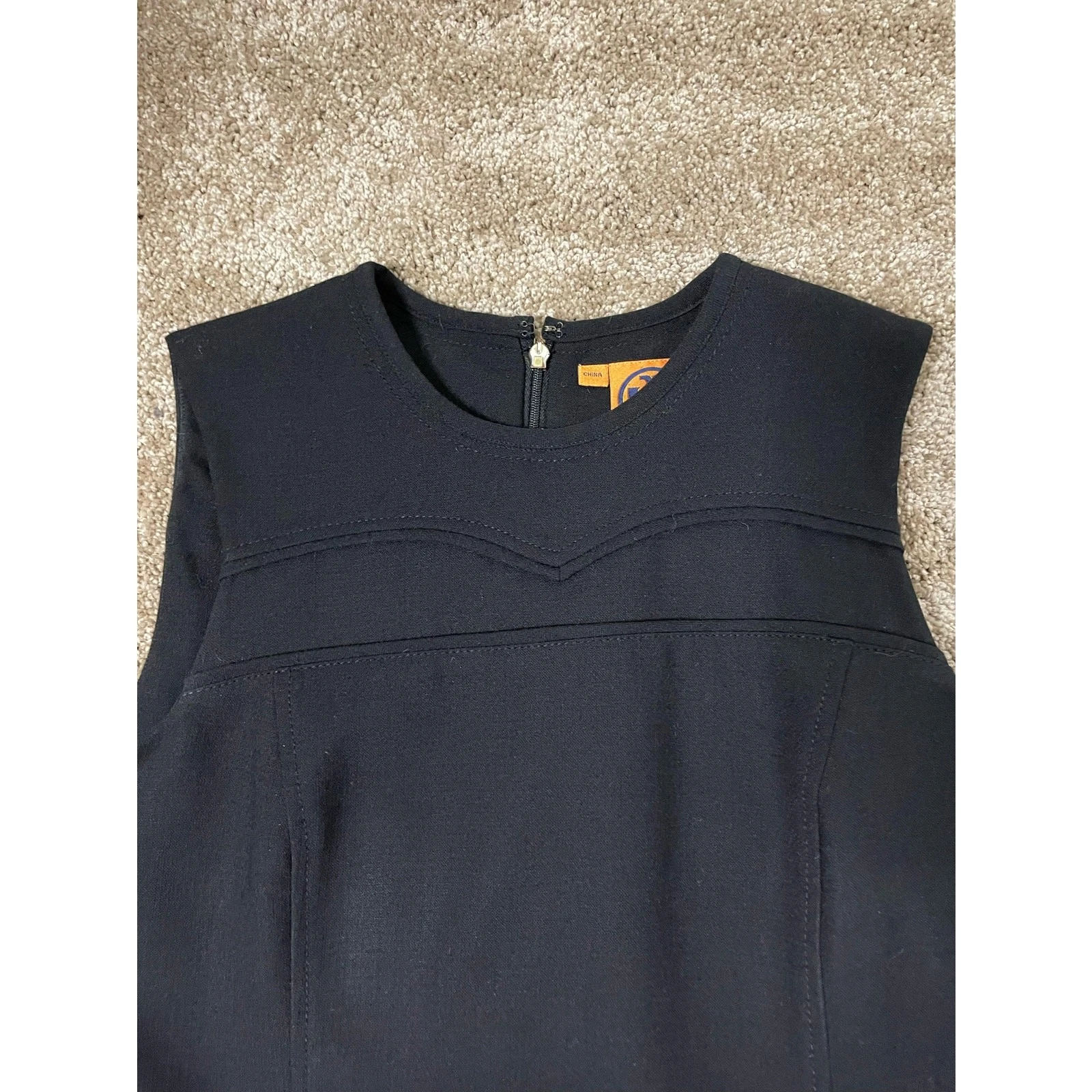 Abito tubino nero donna Tory Burch taglia 4 girocollo senza maniche minimalista basic