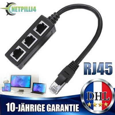 Ethernet Splitter RJ45 Extender Kabel 1 Stecker auf 3 Buchse NetzwerkConnector