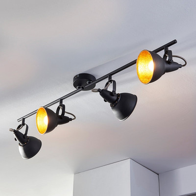 Lindby Deckenlampe Julin Lampe Leuchte Deckenlampe 4-flammig E14 schwarz-gold