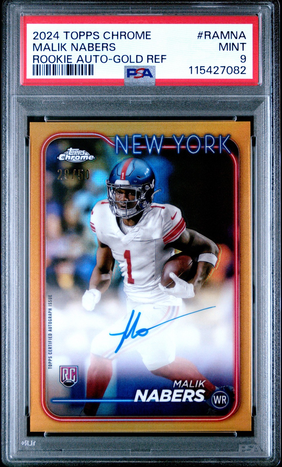 2024 TOPPS CHROME ROOKIE AUTOS VARIATIONS #RAMNA MALIK NABERS 28/50 PSA 9