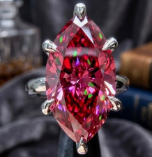 925 فضي, Gorgeous وردي Diamond Solitaire خاتم, 21 Ct معتمد Treated