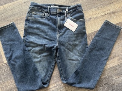 NWT Good American Good Waist Skinny Jeans Dark Wash Distressed size 6 28