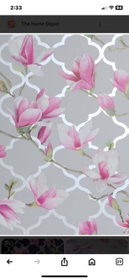 Arthouse Magnolia Trellis Grey & Pink Wallpaper Flower Motif  Roll 908000 NEW