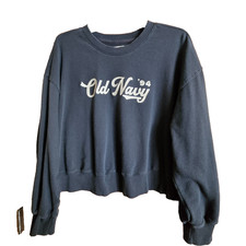 Old Navy ladies navy blue sweatshirt shorter style sz L