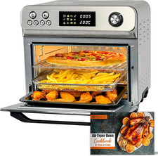 26QT Air Fryer Toaster Oven Combo, 10-in-1, 1800W, Stainless Steel, Recipes Incl