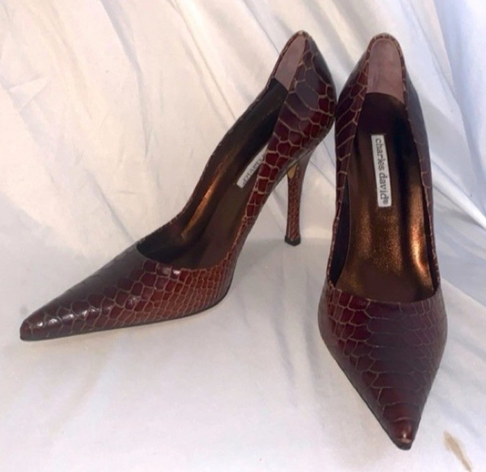 Charles David Brown Crocodile Pattern Stiletto He… - image 1