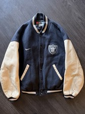 VTG 90s Nike Team Oakland Raiders Varsity Jacket Wool Leather Spellout Medium