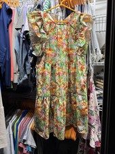 Women  s ' Multicolor Floral Fit  Flare Dress Knee Length Ruffle Sleeve