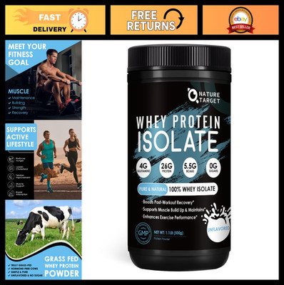 Unflavored Whey Protein Isolate - 26g Protein per Serving, 16 Servings, Low Carb