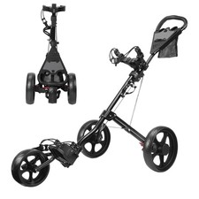 Golftrolley 3-Rad Golfcart Pop up Golfwagen+ Halter & Tasche & verstellbar Griff