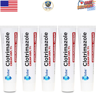 5 Pack Anti-Fungal Cream Cure Athletes Foot, Jock Itch,Compare to Lotrimin AF 1%