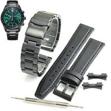 Steel  Leather Watch Band Strap For Citizen Chronograph CA0775-87X B612-S126941