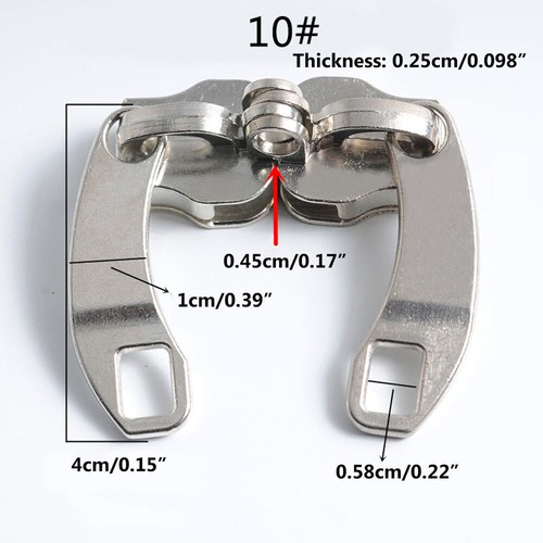 6 Pair Zipper Pull Metal Slider Zip Head Replacement Repair Kit DIY Bag Suitcase - Picture 16 of 20