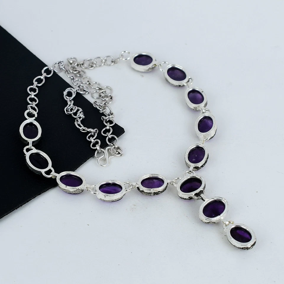 Collana In Amatista Elettroformata In Argento Sterling 925 Per Compleanno - Immagine 4 di 4