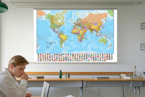 MAP OF THE WORLD GIANT SIZE 100X70cm FLAGS WALL PRINT POSTER GEOGRAPHY TRAVEL - Picture 9 of 9
