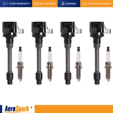 4 Pack Ignition Coil UF781 & Iridium Spark Plug for 16-17 Honda Civic 1.5L Turbo