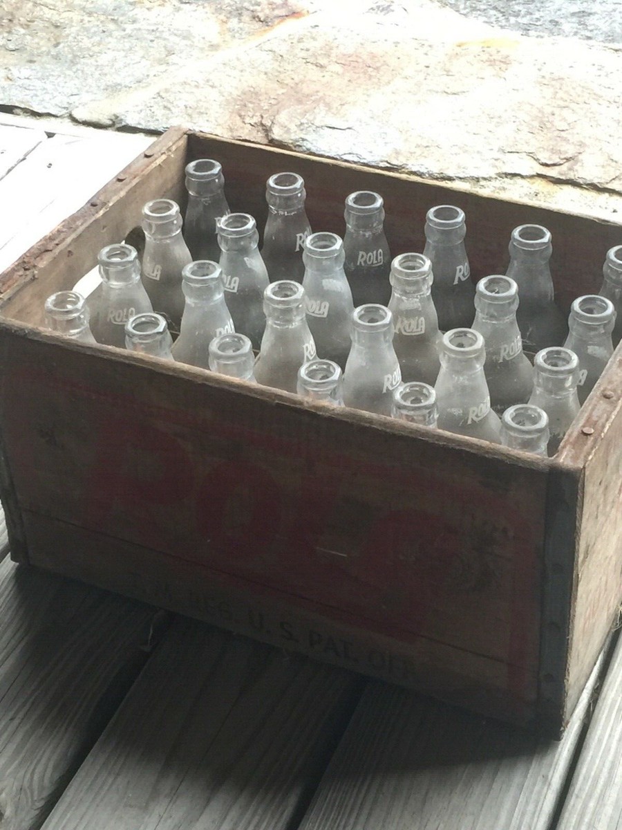 Vintage Rola Bottling Co. Wooden Crate with 24 Rola Bottles - Erie