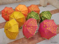 Indian Parasol Lot Of 10 Pcs Decor Rajasthan Umbrellas Mirror Work Wholesale Lot