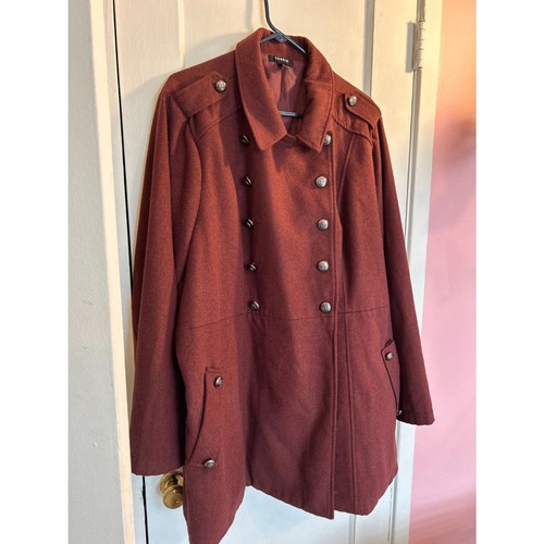 Torrid Womens Sz 5 Orange Brn Military Dbl Breasted Coat - Picture 5 of 10