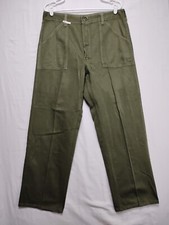 VTG Military Trousers OG-107 Green Pants Type 1 Zipper Fly Clipped Pockets 35x31