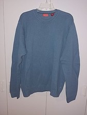 IZOD MEN'S BLUE LS CREWNECK PULLOVER SWEATER-L-100 COTTON-WORN ONCE-VERY NICE