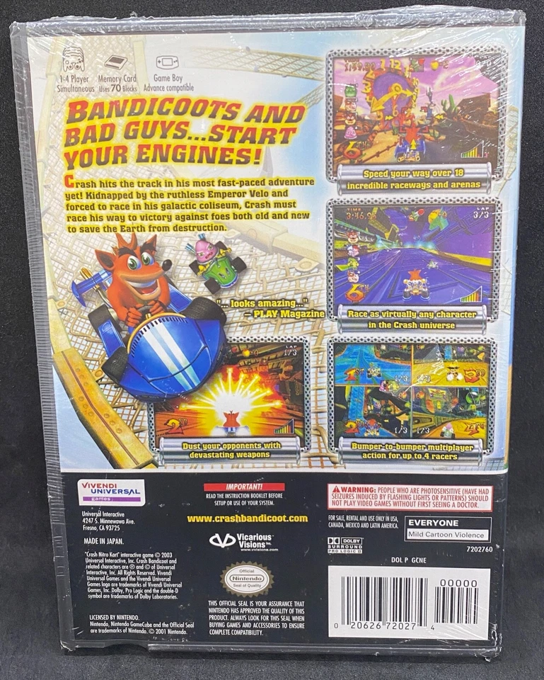 Crash Nitro Kart (2003, Nintendo Gamecube) New Sealed 3-Sided Seam NTSC USA - Image 2 of 4