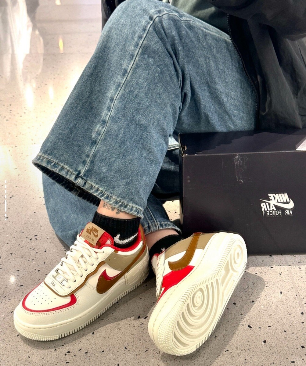 Nike Air Force Shadow Low Women Multi Phantom Fire Red Khaki