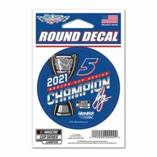 KYLE LARSON #5 NASCAR CUP CHAMPION 2021 WINCRAFT 3" ROUND DECAL STICKER