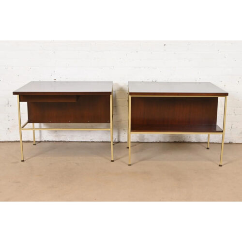 Paul McCobb Irwin Collection Mahogany and Brass Nightstands, Newly Refinished - Picture 10 of 11