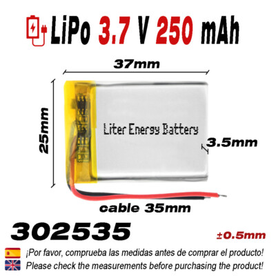 Batterie Li-Po 302535 3.7V 250mAh - Pour Téléphone, GPS, Casque - Neuf