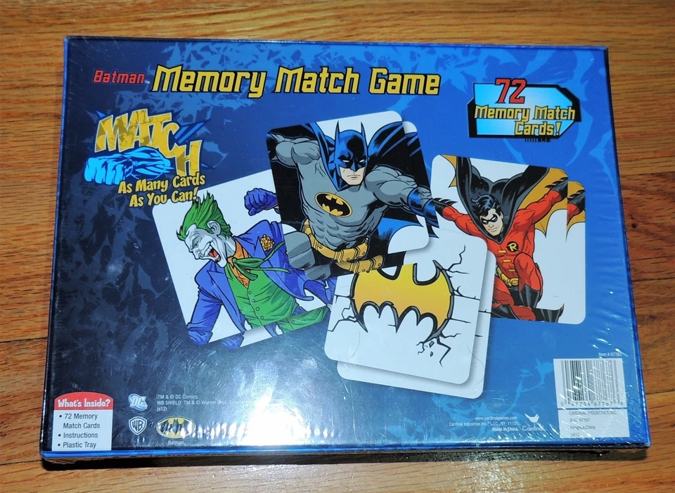 New - BATMAN: Kids MEMORY MATCH GAME 72 CARDS NEW IN BOX SEALED Age 3 and Up - Image 3 of 4