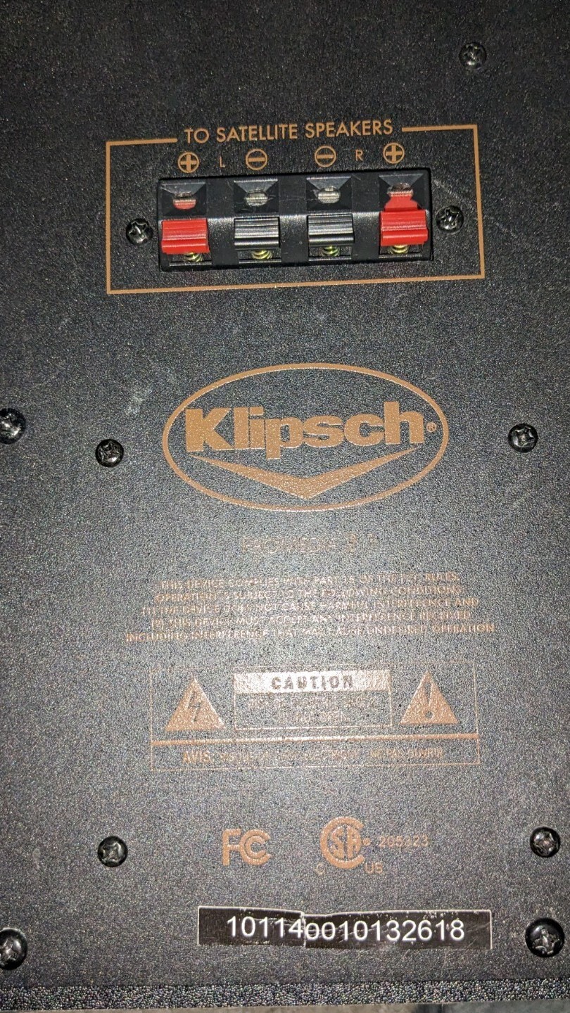 Klipsch ProMedia 2.1 THX Subwoofer & 2 Speakers w/cables FOR PARTS OR