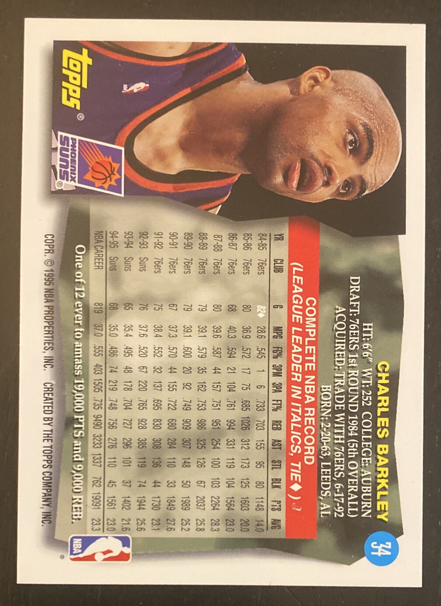 1995-96 Topps Charles Barkley Basketball Card #34 Phoenix Suns | eBay