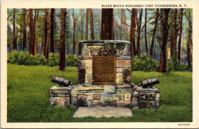Postcard Black Watch Monument Fort Ticonderoga N Y Litho Linen