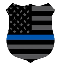 Black Subdued Reflective Thin Blue Line Badge Flag Law Decal multiple size