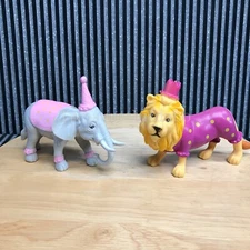 Set of 2 Circus Birthday Party Animals Figures Cake Toppers Ankyo Toys Plastic