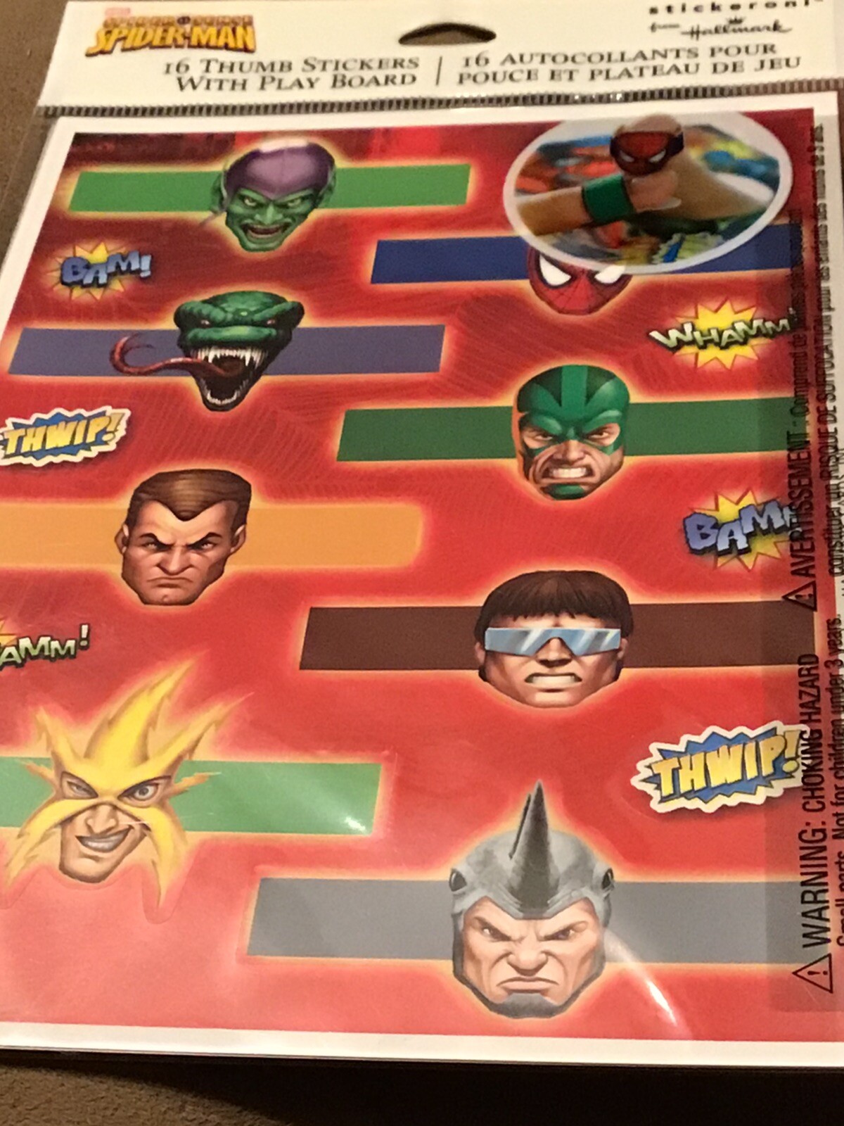 Hallmark Spider Sense SpiderMan 16 Thumb Stickers w/ Play Board NEW eBay