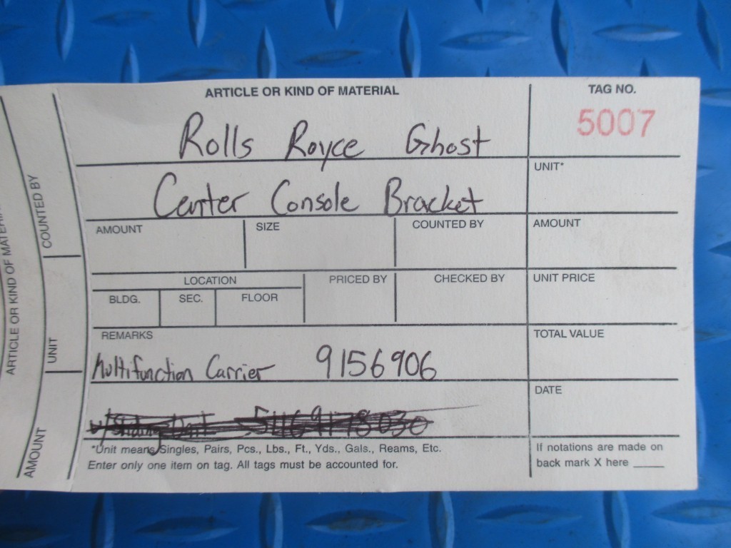 Rolls Royce Ghost center console multifunction carrier bracket #5007 