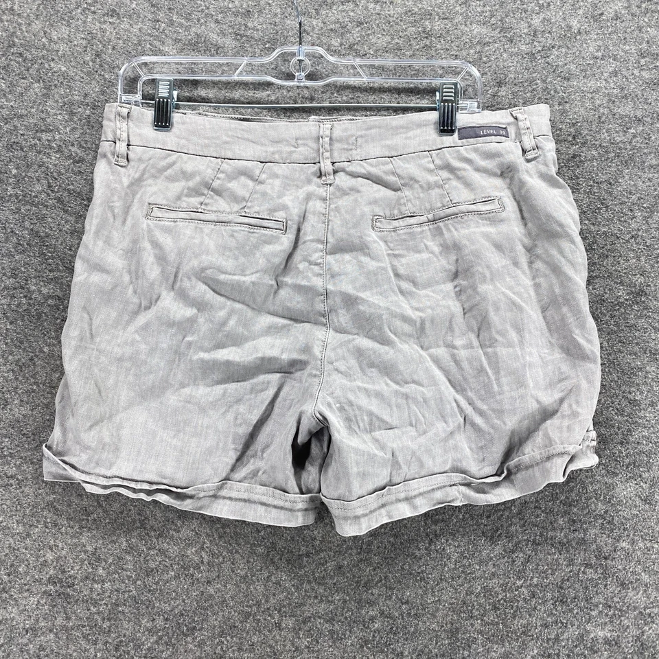 Pantalones Cortos Level 99 Mujer 30 Plus Gris tiro medio Chino Puños Lino Forrado Bolsillos Foto 2 de 4