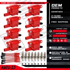 8X Ignition Coil + Spark Plug + Wires For Chevy Silverado 1500 Tahoe GMC UF413