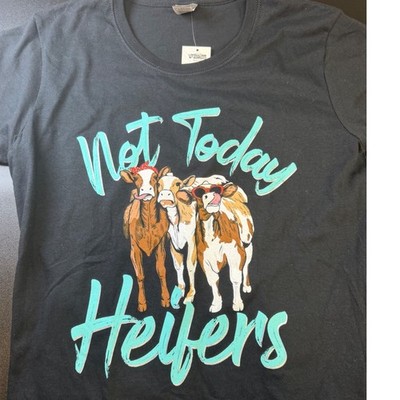 Tractor Supply Co Not Today Heifers Cow T-Shirt Black Womens Large L NEW K2