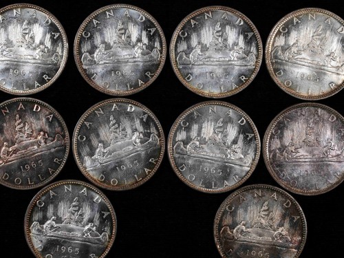 (10) 1965 Canadian Silver Dollars #B801