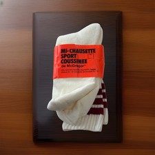 VTG 80's Socks 7.5-11 Mens Cushion Sport Crew Cotton White Striped USA