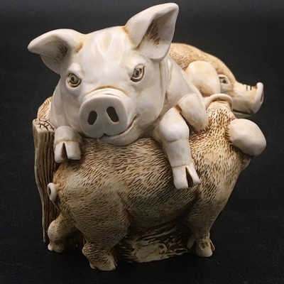 Harmony Kingdom Pen Pals 1991 Treasure Jest Pigs Box Peter Calvesbert UK