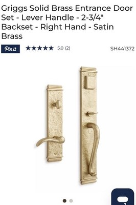Signature Hardware Griggs Solid Brass Enrance Door Set W/Spring Assitance Gold