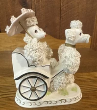 RARE 1950’s MCM  Spaghetti Poodle Pulls Rickshaw Cart~Kitsch~Japan~Thames
