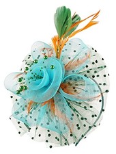Kentucky Derby Fascinators for Women High Tea Party One Size Orange light Blue