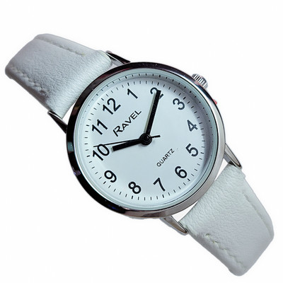 Ravel Damen superklar leicht ablesbar Quarz Uhr weißes Zifferblatt R0129.24.2A